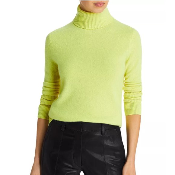 $200 AQUA Cashmere Cashmere Turtleneck Sweater-Banana/yellow-NWT